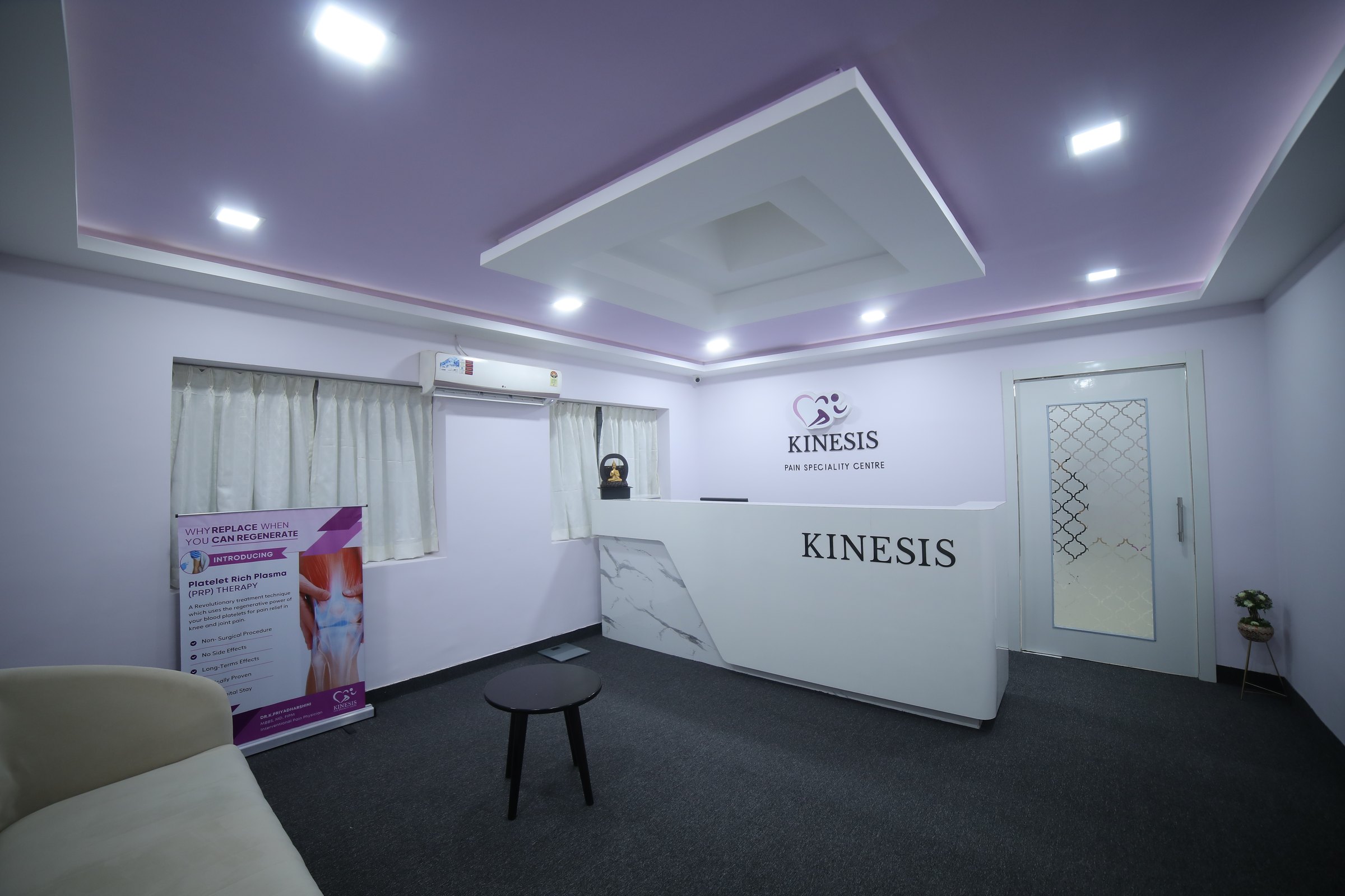 Kinesis Pain Speciality Centre reception, Chennai