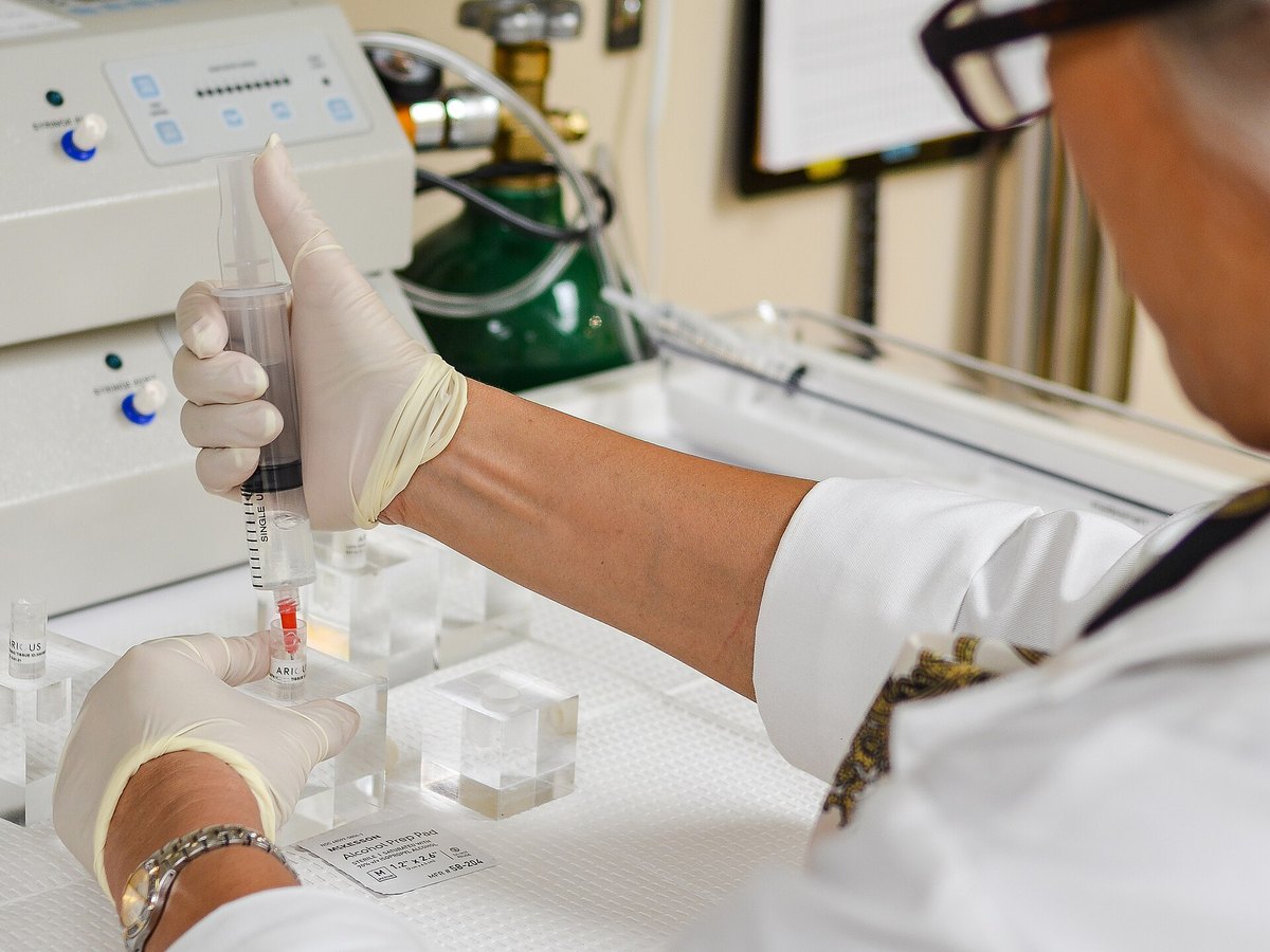Doctor preparing a stem cell therapy sample